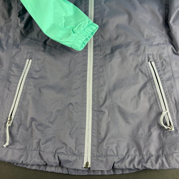 The North Face Jacket Women Medium HyVent Grey Green Full Zip Hooded Windbreaker - Picture 5 of 16